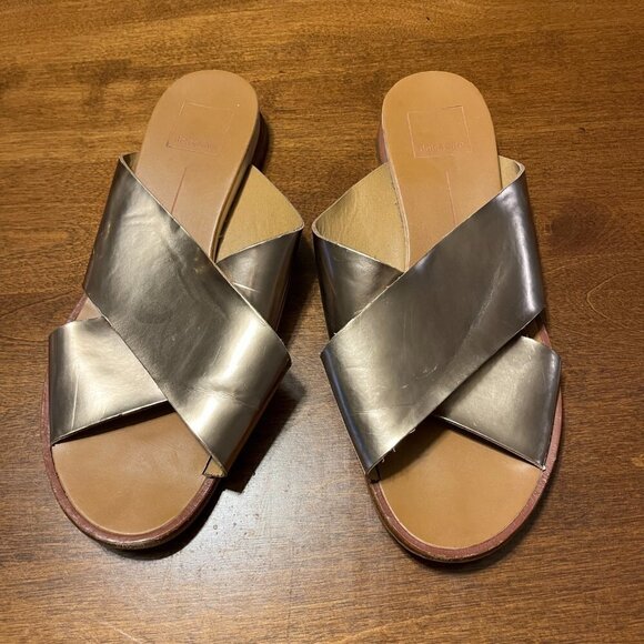 Dolce Vita criss cross slide sandals gold metallic women 7.5 - Picture 2 of 5